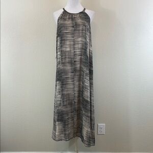 Eileen Fisher Gray Halter 100% Silk Maxi Sundress Size Medium